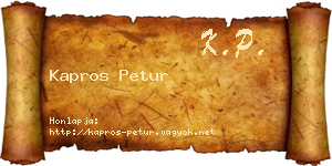 Kapros Petur névjegykártya